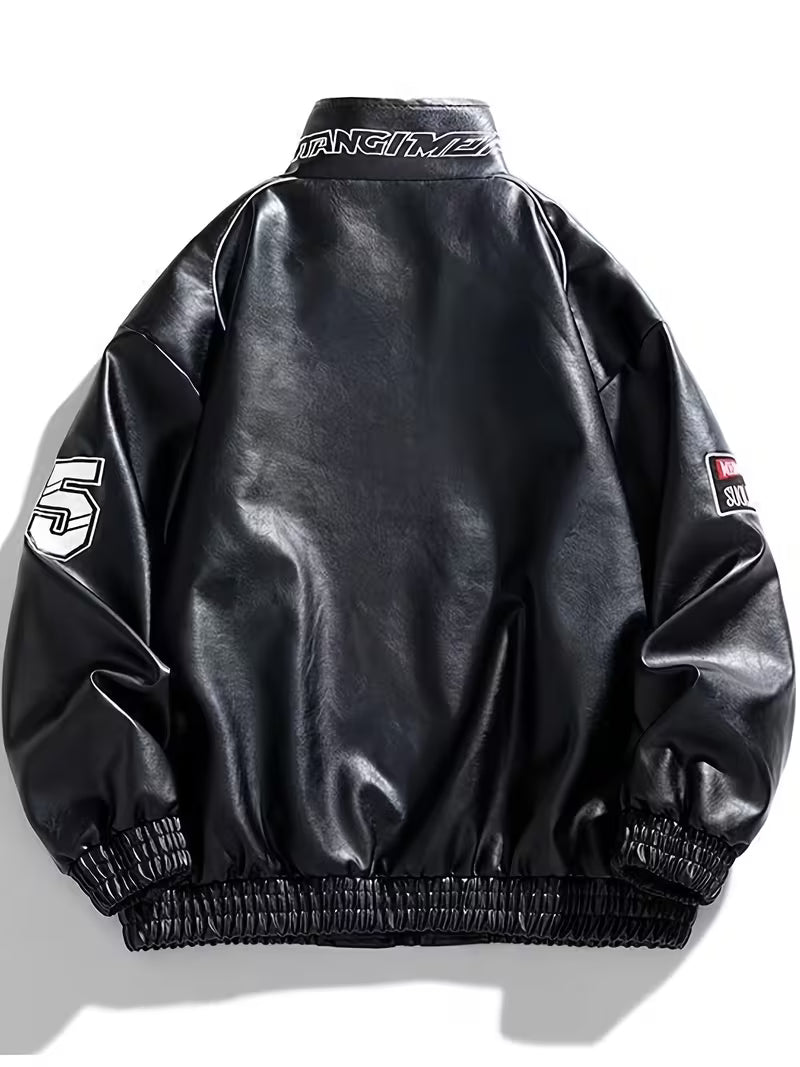 Men'S Stylish White Bomber Jacket with "MEPINKANG" Print - Zip-Up, Long Sleeve, Polyester, Casual Outerwear, Casual Outerwear | Modern Men'S Jacket | Zippered Jacket